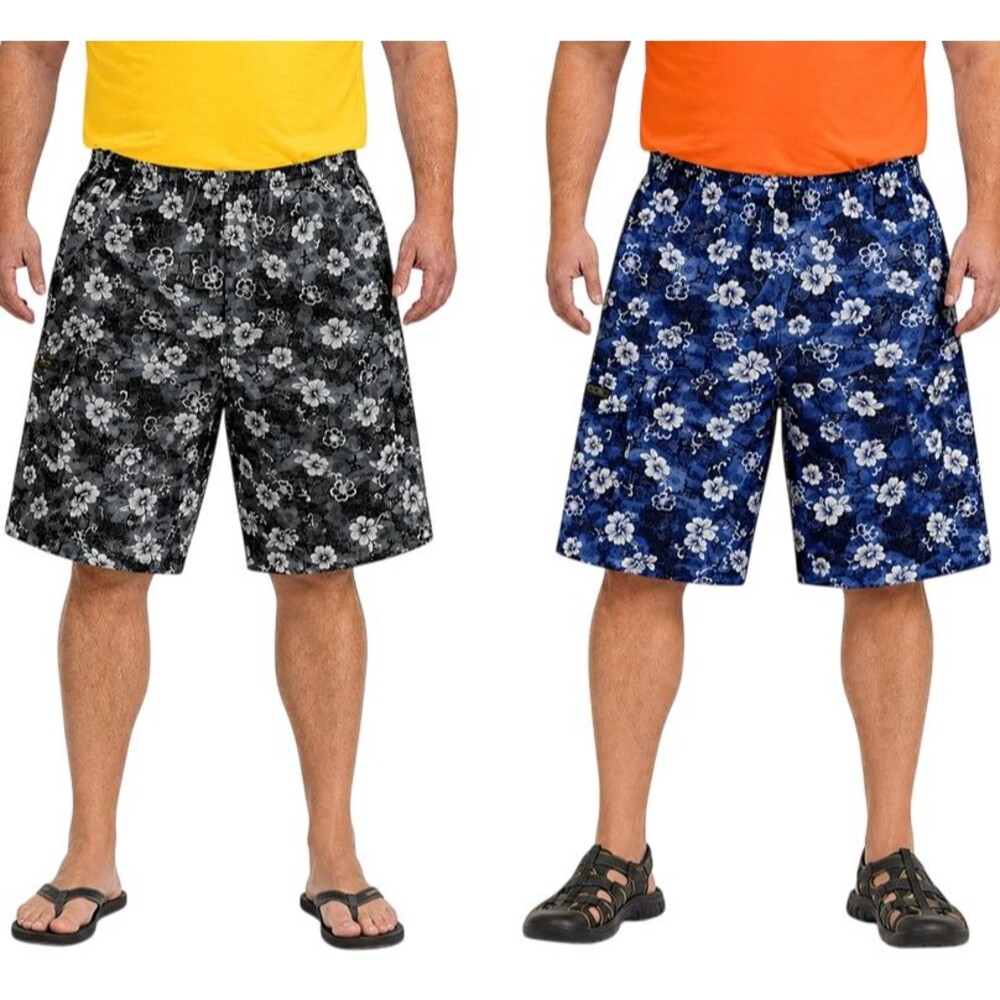 Vintage Island Wear Hawaii Bark Cloth Shorts Mens 2XL Hawaiian Cargo Cotton Two